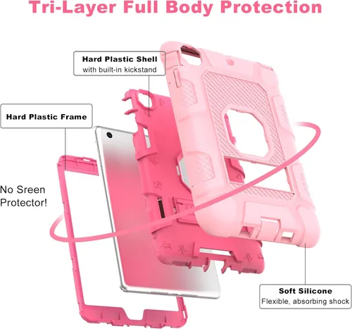 Vista 3 de TIMISM Funda para iPad mini, iPad mini 2, iPad mini 3 con soporte, 3 en 1, resistente a prueba de golpes, híbrida de tres capas, funda protectora