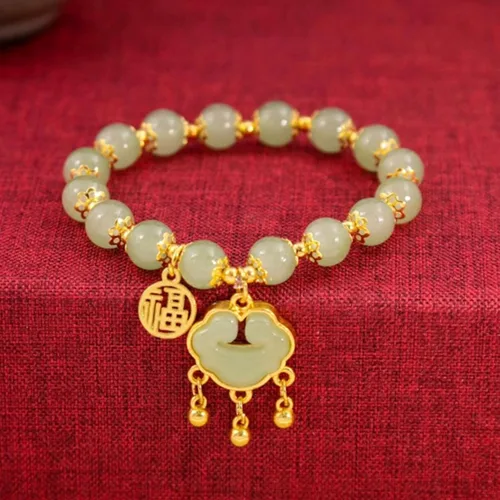 Vista 21 de Pulsera de la suerte para mujeres y hombres, joyería retro sintética con cuentas de ágata, un regalo maravilloso para tus seres queridos