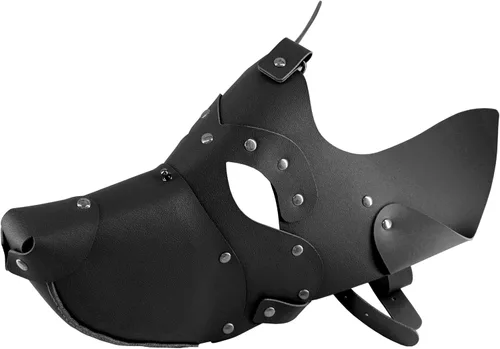 Vista 5 de Máscara de piel para cachorros con tachuelas y orejas para Halloween y Navidad Negro
