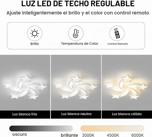 Vista 4 de JAYMP Lámpara de techo en forma de flor regulable moderna lámpara de techo con control remoto LED para dormitorio, sala de estar, comedor