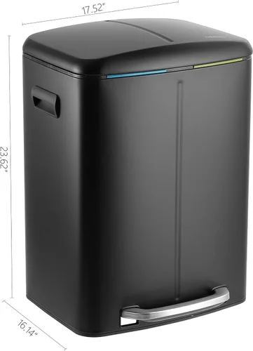 Vista 4 de happimess HPM1005B Marco Rectangular Cesta de Basura de 10.6 Galones con Dos Cubos y Tapa de Cierre Suave, Resistente a Huellas Dactilares, Moderna