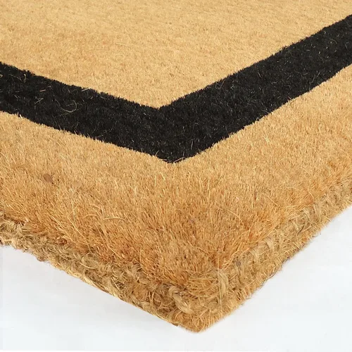 Vista 6 de Tapete de fibra de coco natural, para puerta de entrada, rectangular, resistente, para patio, atrapador de suciedad antideslizante, decoración