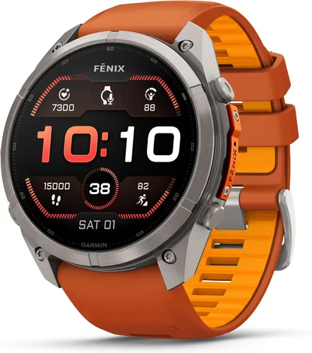 Vista 17 de Garmin fēnix® 9 Pro, titanio, 1.850 in, naranja otoño/naranja chispa