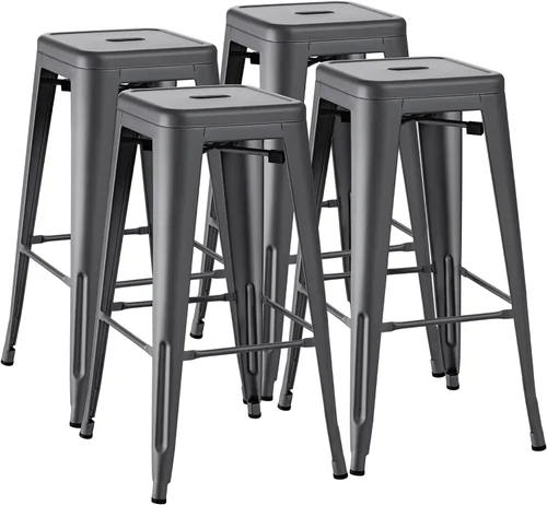 Vista 21 de Furmax - Juego de 4 taburetes de metal de 30 pulgadas, apilables para Azul