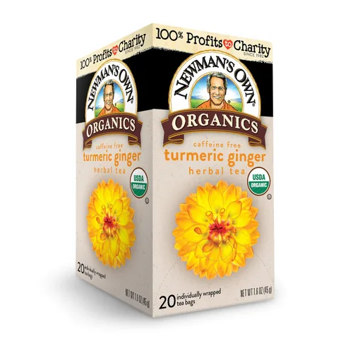 Vista 2 de Newman's Own Té de hierbas de jengibre de cúrcuma orgánico, sin cafeína, sabores salados y picantes combinados para la taza perfecta de té, paquete