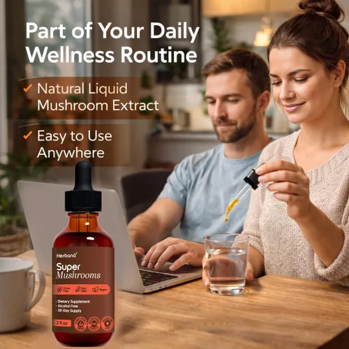 Vista 8 de Super Mushroom Complex 8 en 1 Extracto líquido – Gotas de 2 onzas líquidas con melena de león Reishi Cordyceps Chaga Maitake cola de pavo Shiitake