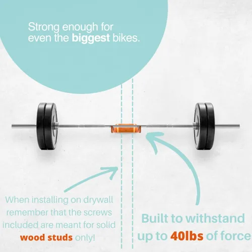 Vista 5 de WOKK Soporte de pared para bicicleta de madera, soporte de pared horizontal para bicicleta para el hogar o el garaje, soporte de pared