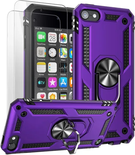 Vista 12 de ULAK Funda compatible con iPod Touch 7/6/5 con 2 protectores de pantalla HD, híbrida resistente a prueba de golpes con soporte integrado para iPod