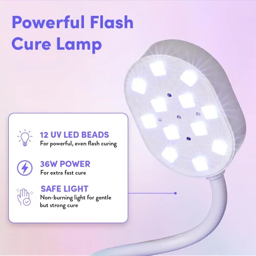Vista 2 de Éclat Lámpara de curado flash para esmalte de uñas de gel de 36 W, recargable con mini luz LED, secadora de uñas inalámbrica con 4 temporizadores