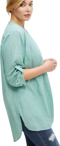 Vista 3 de ellos Túnica Henley a rayas de talla grande para mujer, Multi