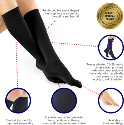 Vista 2 de Neo G Calcetines de compresión de viaje para mujer - Energizantes piernas cansadas y doloridas. Compañero de vuelo perfecto, ideal para largos
