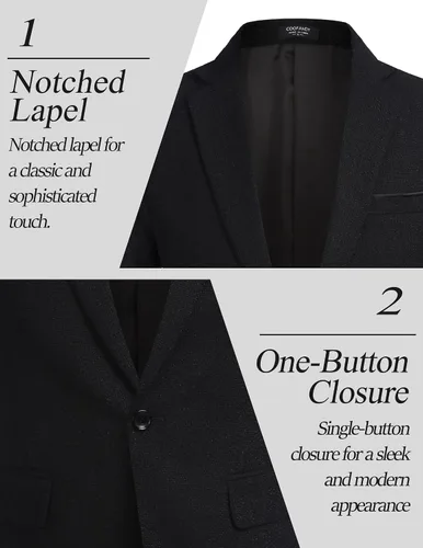 Vista 4 de COOFANDY Men's Casual Blazer Suit Jackets Slim Fit One Button Business Sport Coats