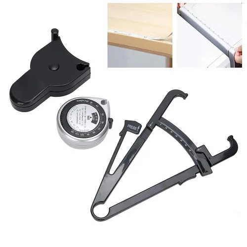 Vista 6 de Dioche Calibrador de grasa corporal y cinta métrica para cuerpo, pinza de grasa regla de medición corporal, cinta métrica para herramientas