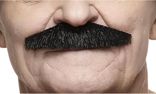 Vista 56 de Mustaches Self-Adhesive Fake Mustache, Synthetic Fur Costume Accessory Set Arqueólogo gris con blanco