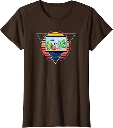 Vista 14 de Futuristic Fish Tank Synthwave Vaporwave Aquarium Aesthetic T-Shirt Negro