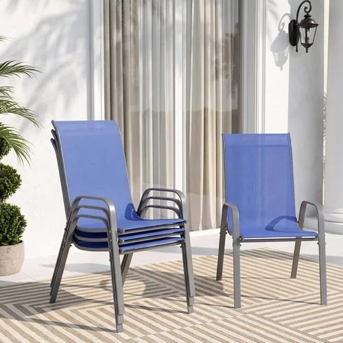 Vista 21 de TLSUNNY Silla de patio, sillas apilables de textileno para exteriores Azul Turquesa
