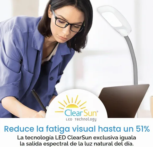 Vista 3 de OttLite - Lámpara de pie LED de altura ajustable con tecnología ClearSun LED - Controles táctiles y 3 ajustes de brillo, iluminación natural