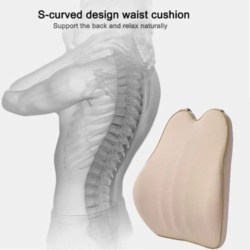 Vista 5 de Cojín de apoyo lumbar de coche y reposacabezas para el cuello, cojín de espuma viscoelástica, ajuste universal, asiento de automóvil principal