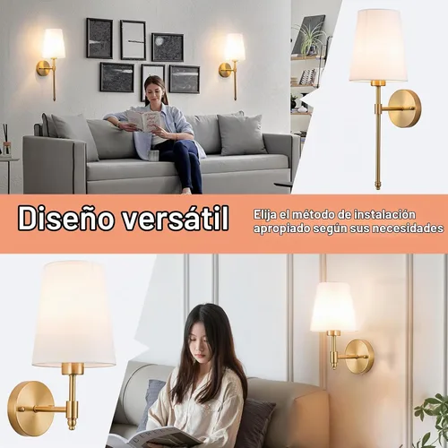 Vista 6 de YHCDLAMP Juego de 2 apliques de pared que funcionan con pilas, luces de pared inalámbricas recargables con bombillas magnéticas de 10000 mAh, hasta