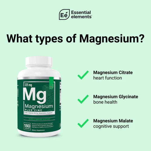 Vista 4 de Elementos Esenciales Magnesio Plus Zinc con Vitamina D3 Científicamente Formulado para Apoyo al Corazón, Huesos y Músculos Complejo de Magnesio