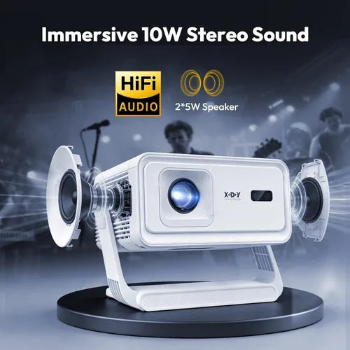 Vista 7 de Proyector con WiFi y Bluetooth compatible con proyector inteligente portátil 4K 1080P, XGODY Gimbal A1 enfoque automático, corrección trapezoidal