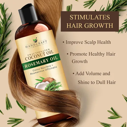 Vista 6 de Handcraft Blends Aceite de Coco Fraccionado Infundido con Romero - 8 Fl Oz - 100% Puro y Natural - Grado Premium Aceite Portador para Piel, Cabello