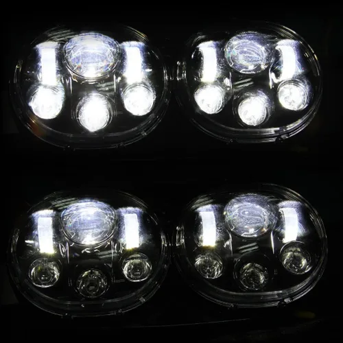 Vista 6 de SUNPIE Faro delantero LED cromado de 5-3/4 pulgadas, proyector de motocicleta, faros LED duales, compatible con accesorios Harley Road Glide Negro