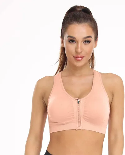 Vista 5 de Brasier deportivo con cierre frontal para mujer, posoperatorio, sin alambres, para yoga