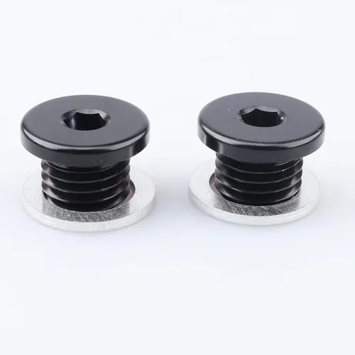 Vista 7 de AC PERFORMANCE Enchufe de puerto métrico de aluminio M10 x 1.0 negro de perfil bajo con tapón hexagonal y arandela de aluminio