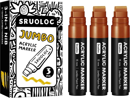 Vista 13 de SRUOLOC 3 Rotuladores Permanentes Jumbo Negros, Punta Ancha de 15mm de Grosor, Rotuladores de Pintura Acrílica Grandes para Pintura en Roca, Póster