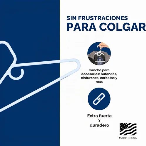 Vista 5 de Perchas de plástico súper resistentes, fabricadas en Estados Unidos, colgador blanco súper pesado, paquete de 24