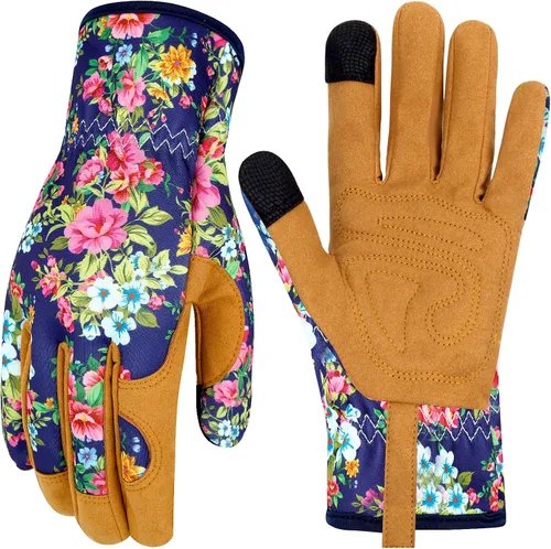 Vista 42 de Guantes de Jardinería de Cuero MERTURN para Mujeres, Guantes de Jardín a Prueba de Espinas, Guantes de Trabajo Compatibles con Pantalla Táctil
