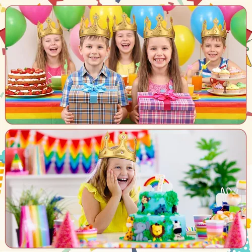 Vista 4 de Yaomiao 44 coronas de espuma de cumpleaños para niños, tiaras de princesa, sombrero de rey, kits de calcomanías de diamantes a granel