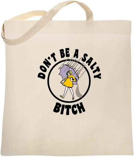 Vista 2 de Pop Threads Dont Be a Salty B Funny Retro Vintage - Bolsa de lona Negro