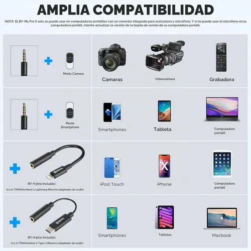 Vista 8 de BOYA Micrófono de solapa Lavalier - Sin batería, by-M1 Pro ll Omnidireccional Micrófono de condensador para iPhone Cámara Android PC Windows