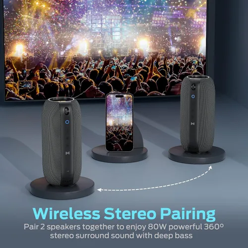 Vista 3 de Monster S320 Altavoz Bluetooth, 40W True Wireless, Efecto de Sonido Estéreo 360°, IPX7 Impermeable, 32 Horas de Tiempo de Reproducción, Adecuado