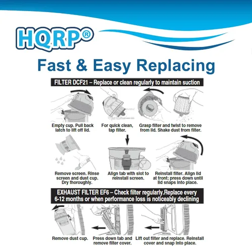 Vista 5 de HQRP Filtro HEPA y filtro de escape compatible con Eureka AirSpeed PRO All Floor Rewind Pet AS1061A, AS1060 serie de aspiradoras verticales