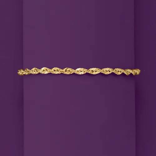 Vista 3 de Ross-Simons 3.2mm 14kt Yellow Gold Rope-Chain Bracelet