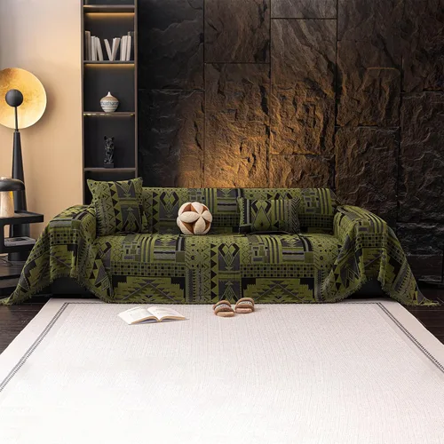 Vista 9 de Funda de sofá de felpilla bohemia con borlas, funda antideslizante suave para sofá de 1 a 2 plazas, protector de muebles lavable para perros