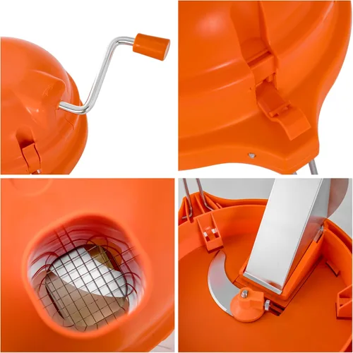 Vista 7 de CLIVIA Picador de verduras, cortador de verduras resistente con hoja de acero inoxidable, máquina cortadora de alimentos de manivela para papas