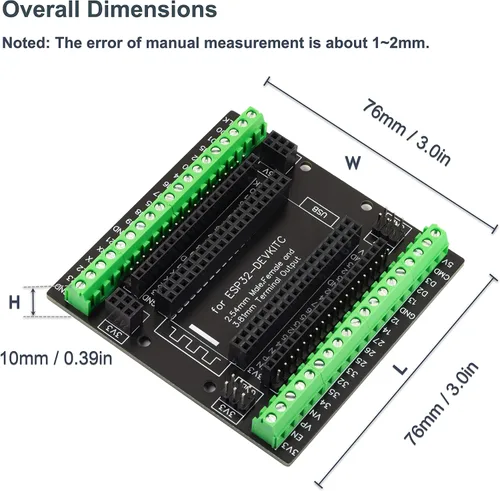 Vista 6 de 2 unidades para ESP32 Super Breakout Board 3.81mm / 0.15" Bloques de terminales GPIO Placa de expansión 3 tipos de salida para módulo ESP32