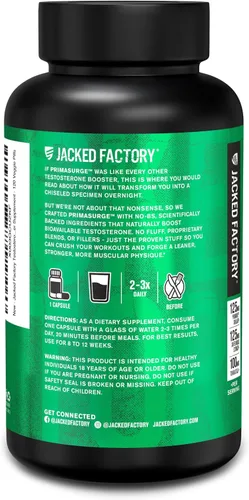 Vista 6 de Jacked Factory Potenciador de testosterona para hombres PRIMASURGE - con Tongkat Ali, PrimaVie, Ashwagandha - Aumenta la vitalidad, el crecimiento