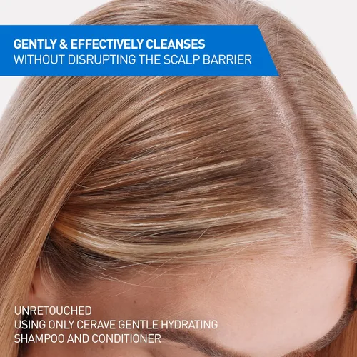 Vista 3 de CeraVe Acondicionador hidratante suave, acondicionador para el cabello con ceramidas, niacinamida y ácido hialurónico, sin sulfatos y seguro