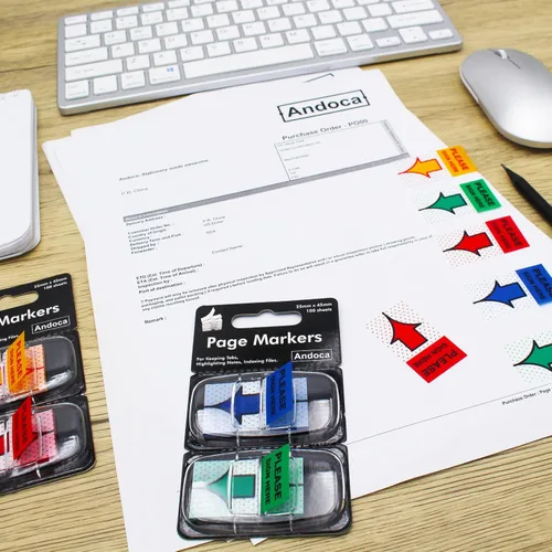 Vista 4 de Please Sign Here Message Flags Assorted Color, 400 Pages Total, 0.98 x 1.77 Inch Wide, Easy to Post, 50 Flags/Dispenser, 8 Dispensers/Pack