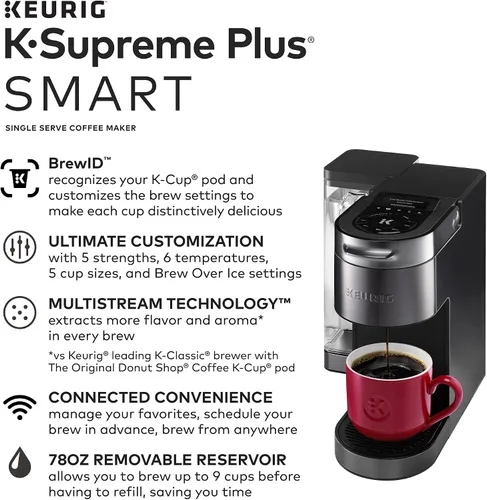 Vista 4 de Keurig® K-Supreme Plus SMART - Cafetera de cápsulas K-Cup de una sola porción (negro) Kit de mantenimiento de cafetera de 3 meses