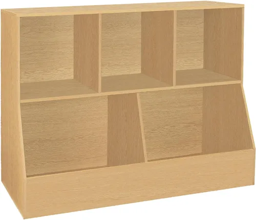 Vista 14 de DINZI LVJ Organizador de almacenamiento para juguetes, estantería para niños, gabinete de almacenamiento de juguetes de madera, estantería