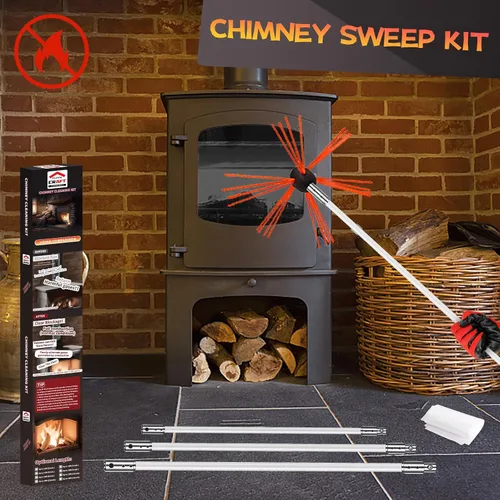 Vista 7 de Kit de limpieza de chimenea de 16 pies, kit de limpieza de chimenea con 5 varillas de chimenea flexibles, sistema de limpieza de chimenea giratorio