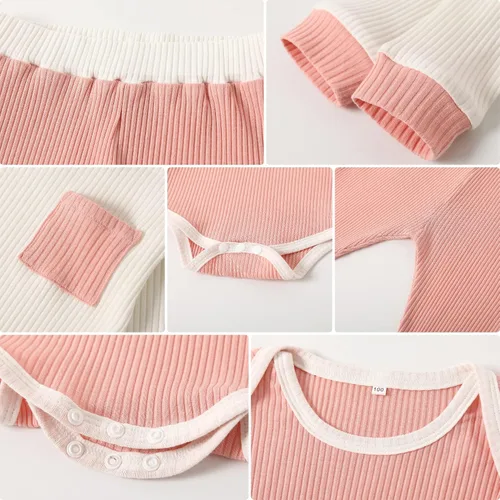 Vista 4 de Enterizo rosa y pantalones de punto para bebé para otoño e invierno
