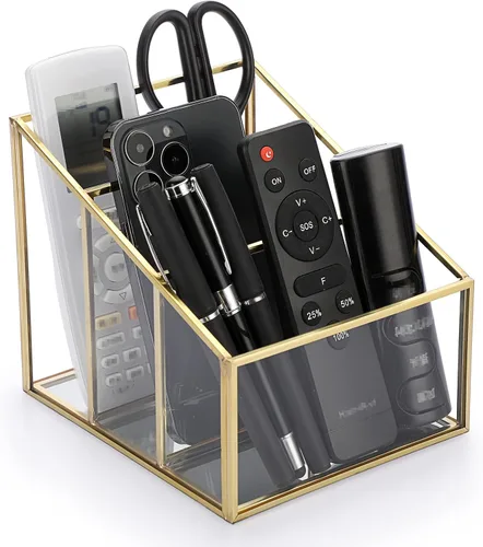 Vista 8 de Sumnacon Soporte de control remoto de cristal para mesa, magnífico soporte remoto de TV con 3 ranuras, elegante organizador de control remoto
