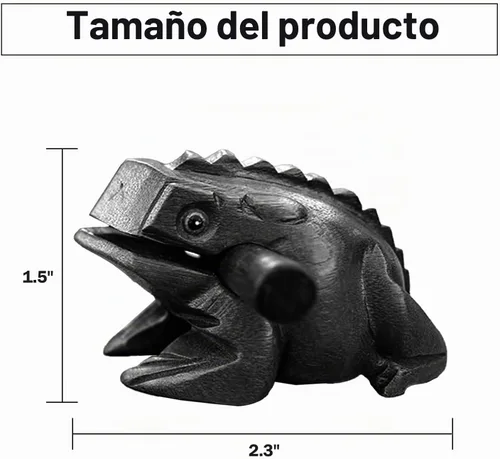 Vista 4 de Juego de 3 instrumentos de percusión de madera hechos a mano con forma de animales, rana de madera de 3 pulgadas, grillo de madera de 4 pulgadas